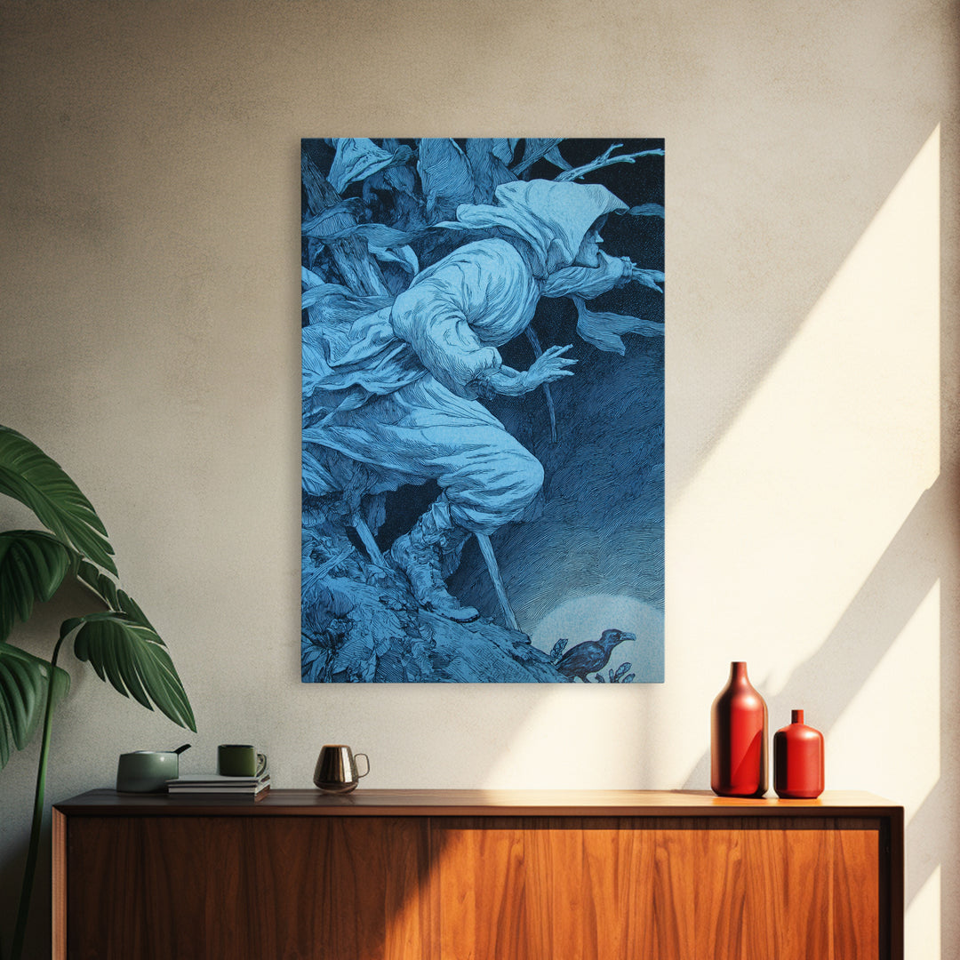 The Graveyard Book Club, Renaissance Engraving Art, Vertical Wall Art, Gothic Horror Wall Art, Canvas Print, Halloween Wall Art