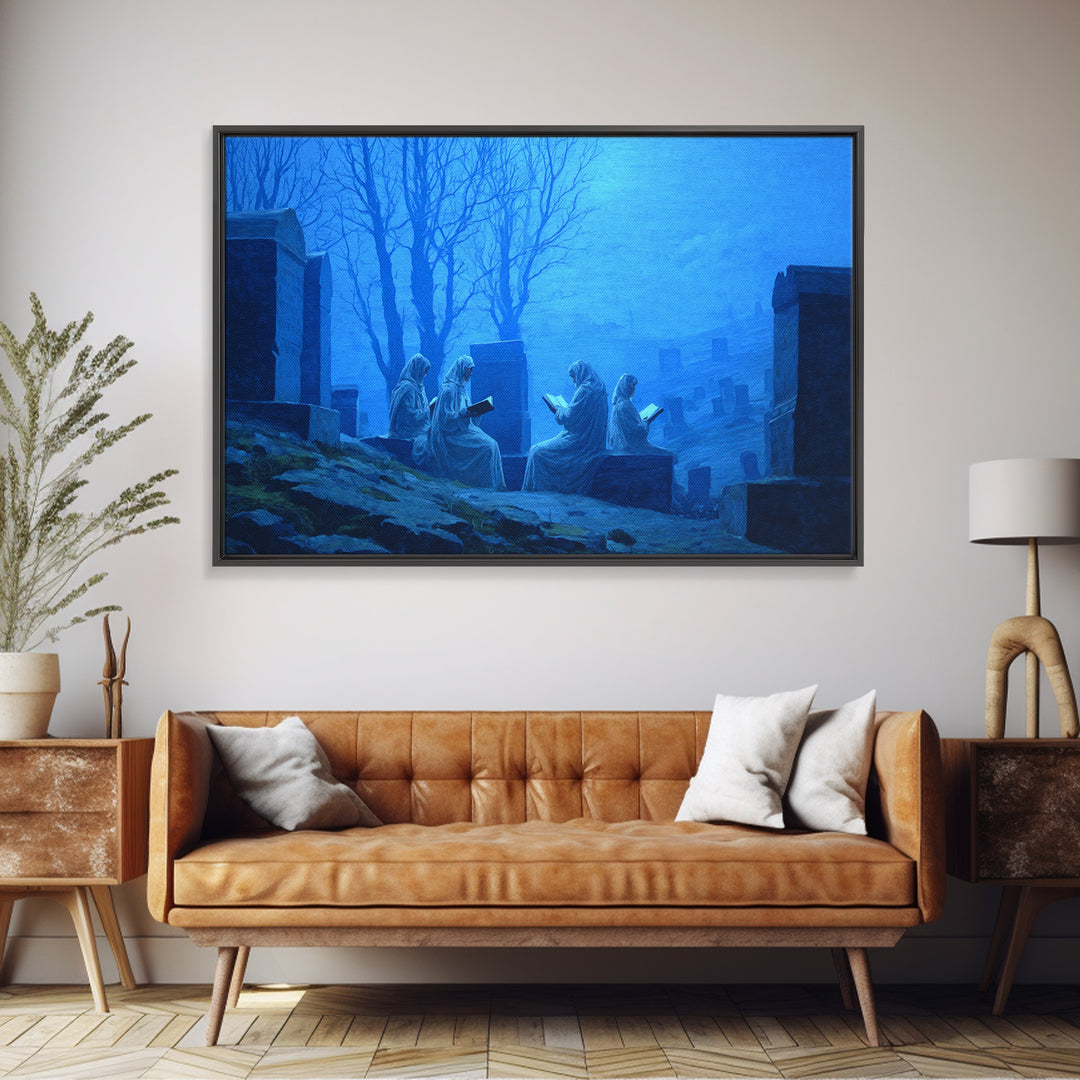 The Graveyard Book Club, Romantic Gothic Landscape, Landscape Wall Art, Macabre Wall Art, Canvas Print, Halloween Wall Art