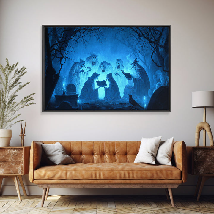 The Graveyard Book Club, Expressionist Nightmare Art, Landscape Wall Art, Macabre Wall Art, Canvas Print, Halloween Wall Art