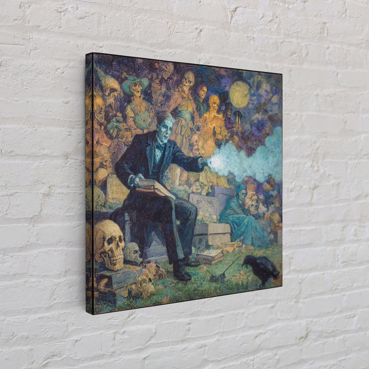 The Graveyard Book Club, Grotesque Carnival Art, Square Wall Art, Gothic Horror Wall Art, Canvas Print, Halloween Wall Art