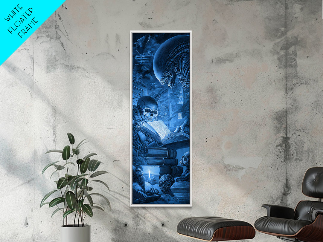 The Graveyard Book Club, Biomechanical Horror Art, Tall Narrow Wall Art, Dark Halloween Decor, Canvas Print, Halloween Wall Art