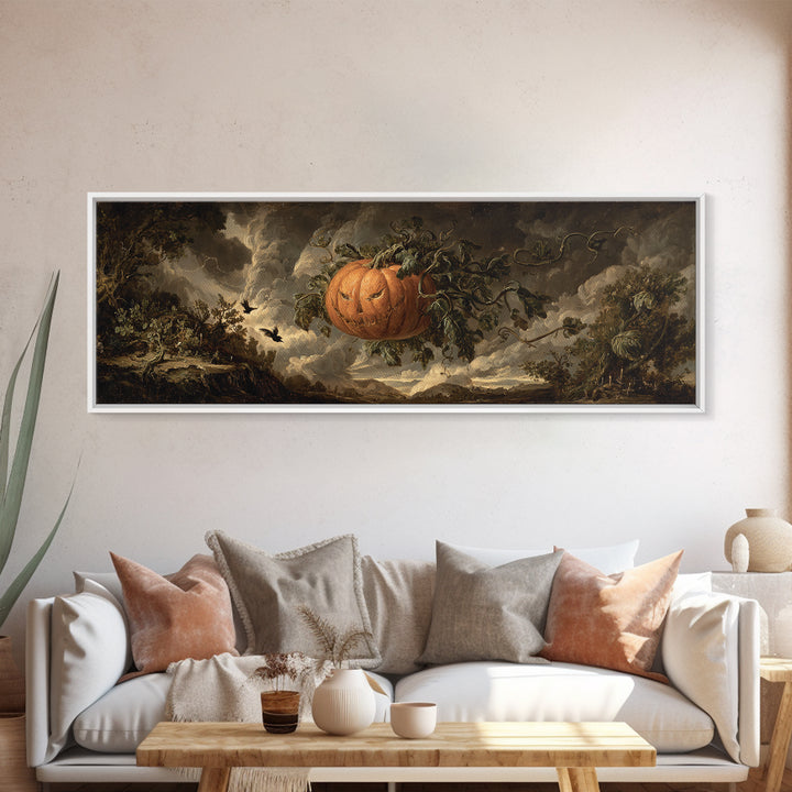 The Cosmic Pumpkin God, Baroque Witchcraft Art, Extra Wide Wall Art, Macabre Wall Art, Canvas Print, Halloween Wall Art, Halloween Decor