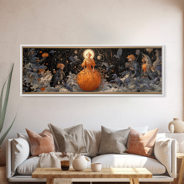 The Cosmic Pumpkin God, Symbolist Death Art, Extra Wide Wall Art, Gothic Horror Wall Art, Framed Canvas Print, Halloween Wall Art