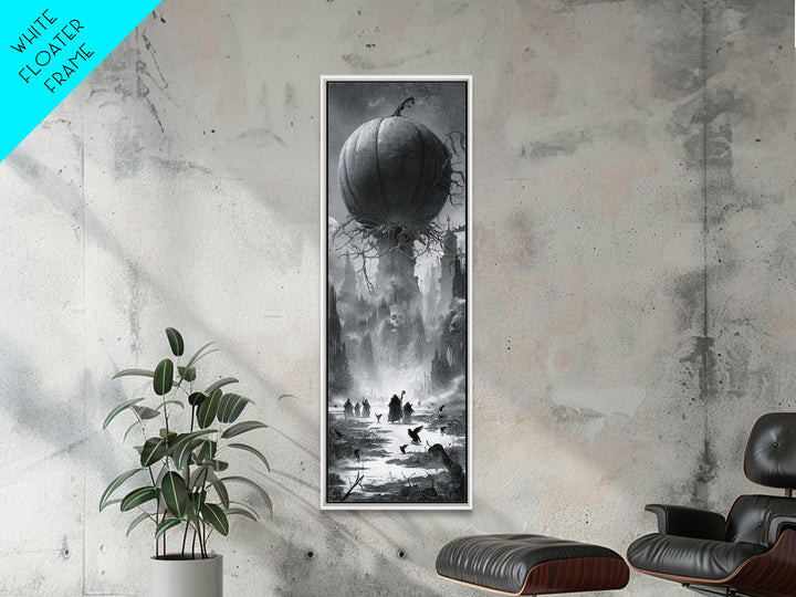 The Cosmic Pumpkin God, Surreal Apocalyptic Art, Tall Narrow Wall Art, Dark Halloween Decor, Canvas Print, Halloween Wall Art