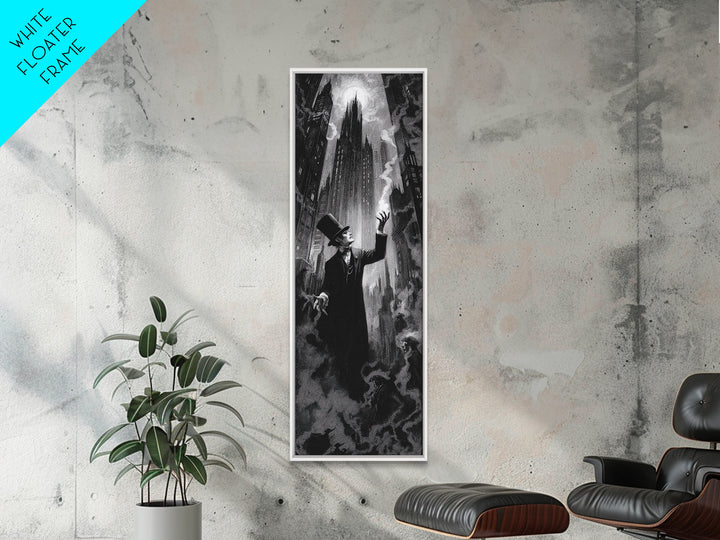 The Haunted City Skyline, Dark Romantic Horror Art, Tall Narrow Wall Art, Macabre Wall Art, Canvas Print, Halloween Wall Art