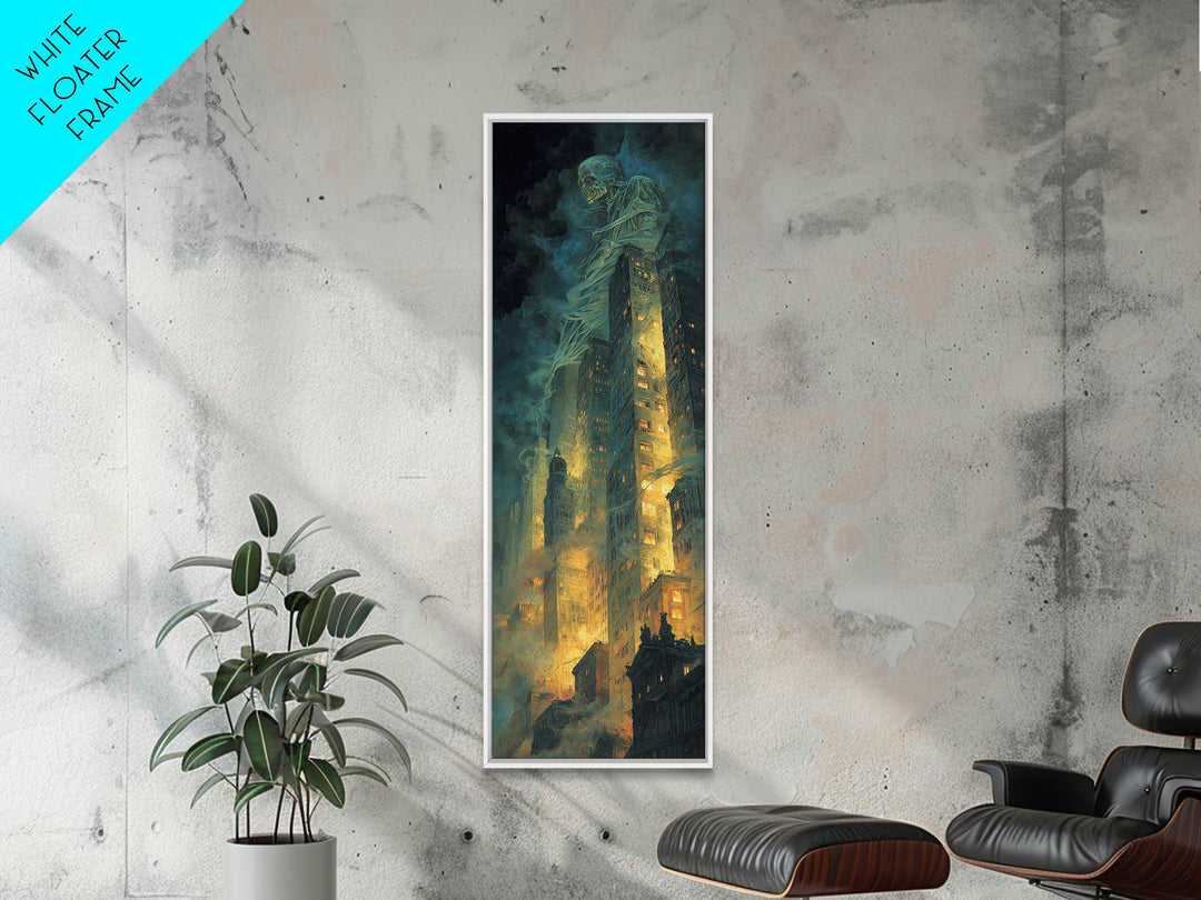 The Haunted City Skyline, Gothic Nightmare Art, Tall Narrow Wall Art, Dark Halloween Decor, Canvas Print, Halloween Wall Art