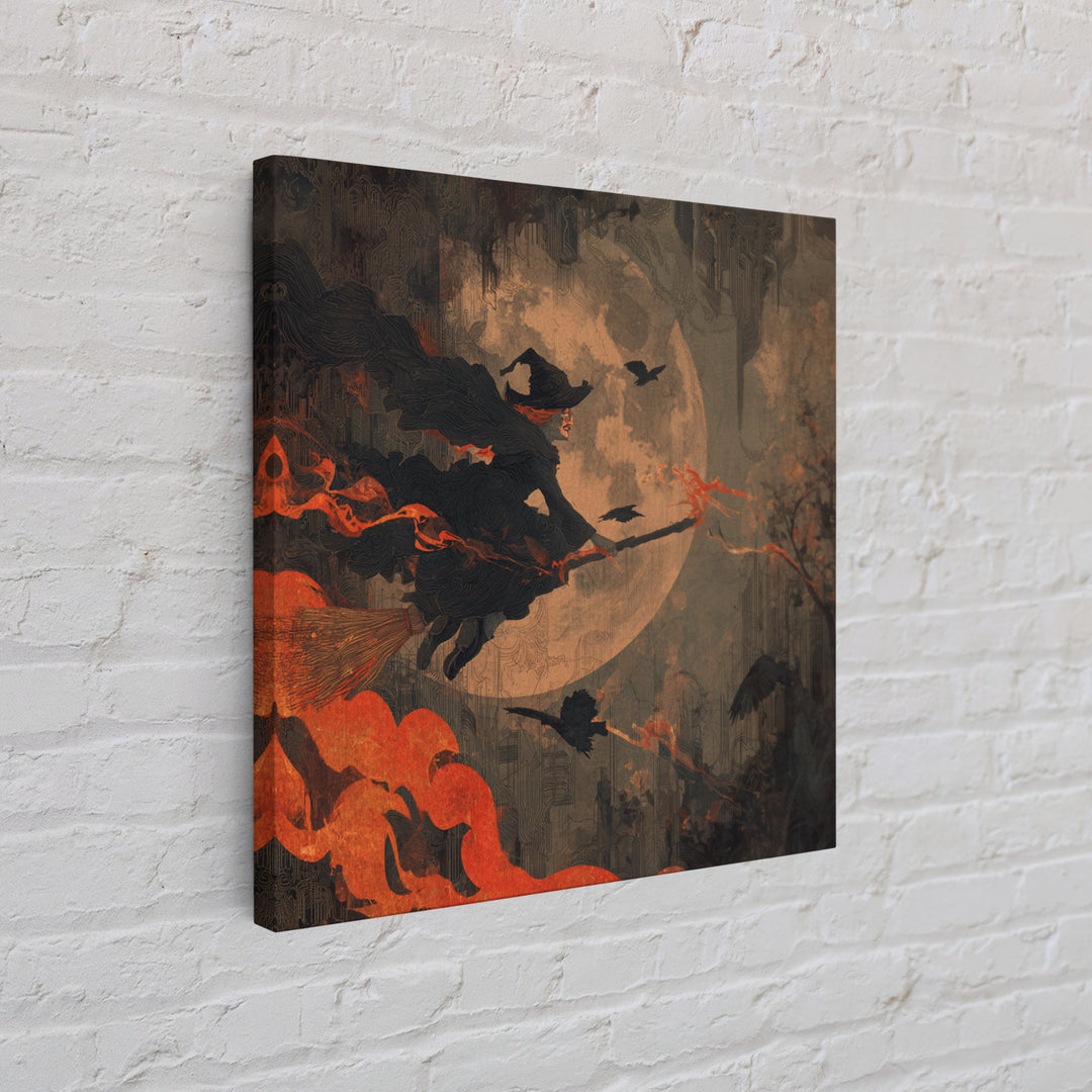 The Cyberpunk Witch, Symbolist Dream Art, Square Wall Art, Gothic Horror Wall Art, Canvas Print, Halloween Wall Art, Halloween Decor