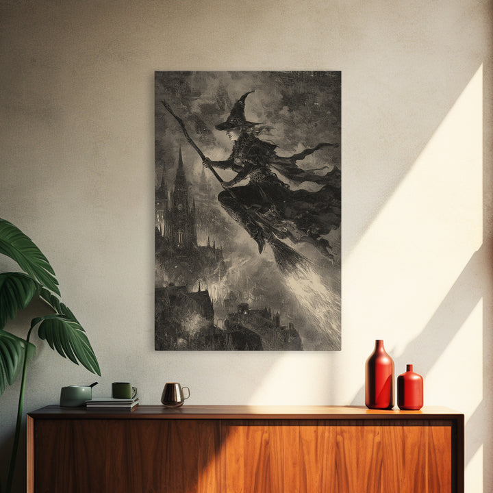 The Cyberpunk Witch, Decadent Gothic Art, Vertical Wall Art, Dark Fantasy Wall Art, Canvas Print, Halloween Wall Art