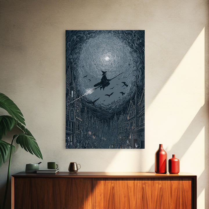 The Cyberpunk Witch, Victorian Macabre Art, Vertical Wall Art, Macabre Wall Art, Canvas Print, Halloween Wall Art, Horror Wall Art