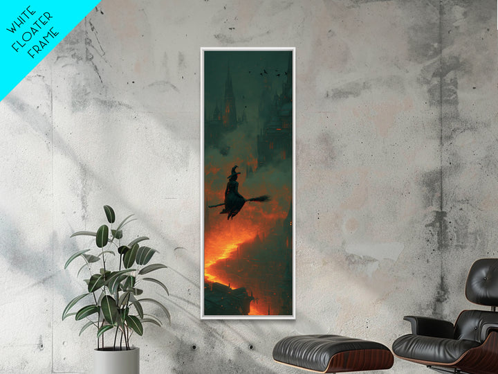 The Cyberpunk Witch, Surreal Apocalyptic Art, Tall Narrow Wall Art, Dark Halloween Decor, Framed Canvas Print, Halloween Wall Art