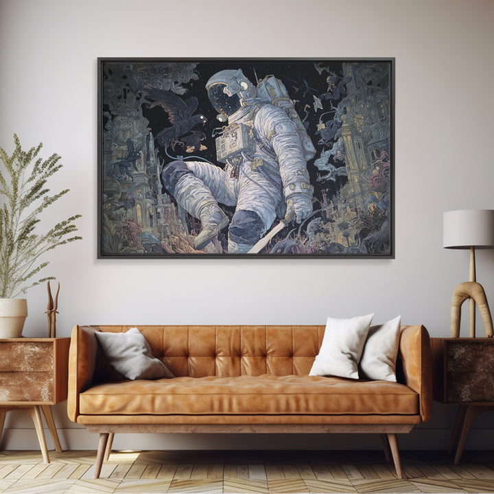 The Astronaut Ghost, Medieval Grotesque Art, Landscape Wall Art, Dark Halloween Decor, Canvas Print, Halloween Wall Art