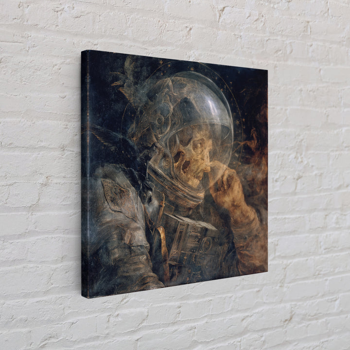 The Astronaut Ghost, Dark Renaissance Art, Square Wall Art, Dark Fantasy Wall Art, Framed Canvas Print, Halloween Wall Art