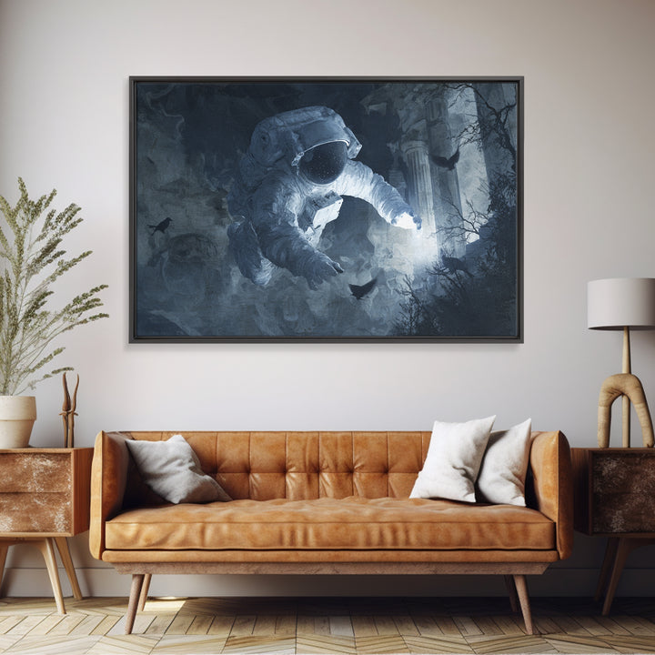 The Astronaut Ghost, Romantic Gothic Landscape, Landscape Wall Art, Dark Halloween Decor, Canvas Print, Halloween Wall Art