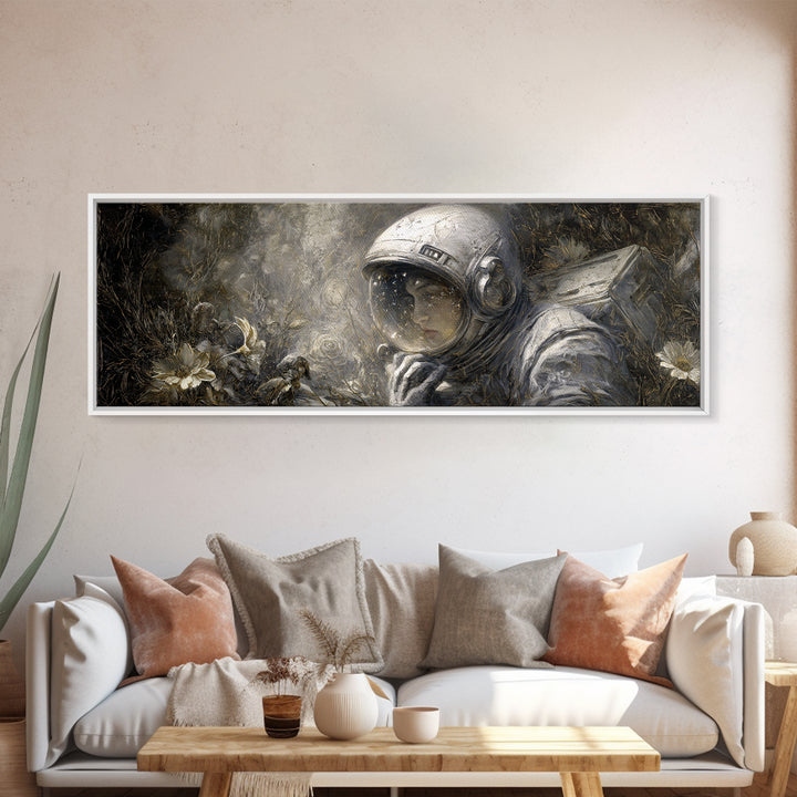 The Astronaut Ghost, Symbolist Dream Art, Extra Wide Wall Art, Gothic Horror Wall Art, Canvas Print, Halloween Wall Art