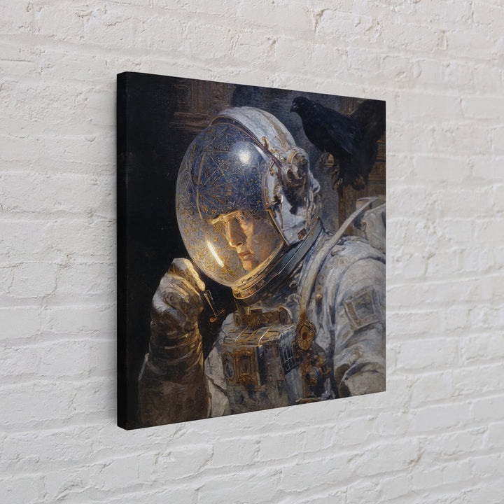 The Astronaut Ghost, Ornate Symbolist Art, Square Wall Art, Dark Halloween Decor, Framed Canvas Print, Halloween Wall Art
