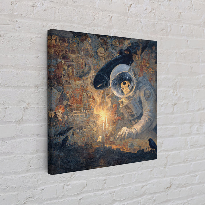 The Astronaut Ghost, Grotesque Carnival Art, Square Wall Art, Macabre Wall Art, Framed Canvas Print, Halloween Wall Art, Gothic Home Decor
