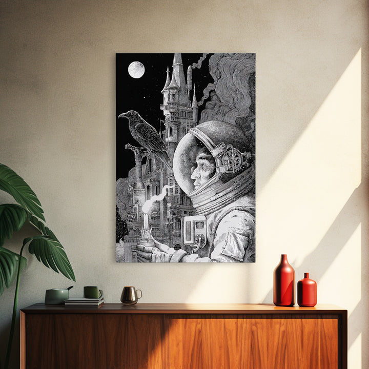 The Astronaut Ghost, Victorian Macabre Art, Vertical Wall Art, Dark Fantasy Wall Art, Canvas Print, Halloween Wall Art, Halloween Decor