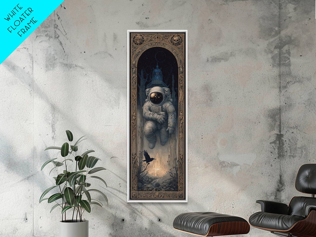 The Astronaut Ghost, Surreal Apocalyptic Art, Tall Narrow Wall Art, Gothic Horror Wall Art, Framed Canvas Print, Halloween Wall Art