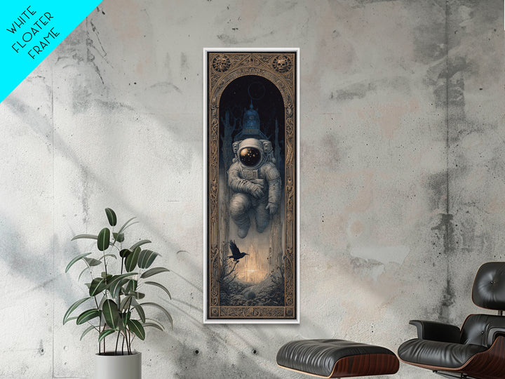 The Astronaut Ghost, Surreal Apocalyptic Art, Tall Narrow Wall Art, Gothic Horror Wall Art, Framed Canvas Print, Halloween Wall Art