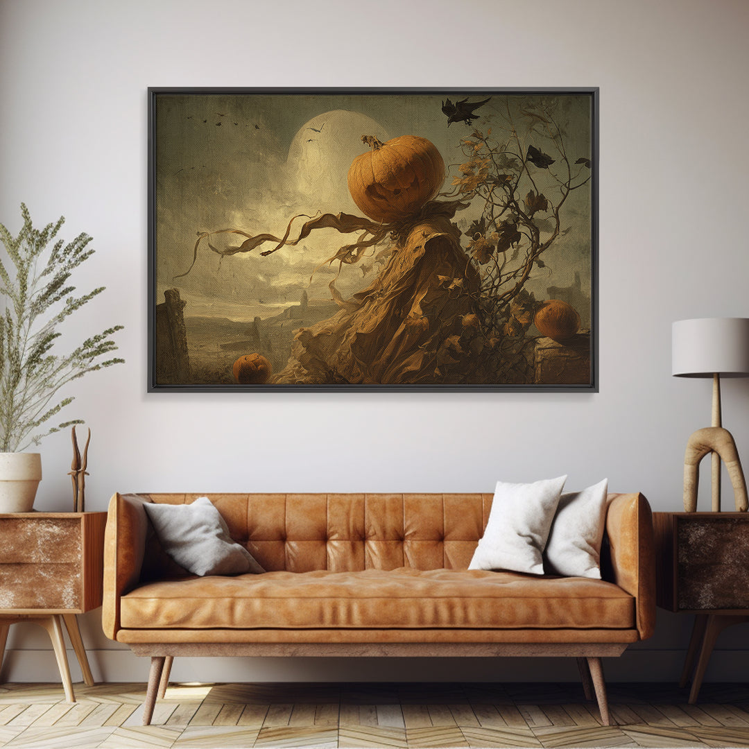 The Alien Pumpkin Patch, Romantic Gothic Landscape, Landscape Wall Art, Dark Halloween Decor, Canvas Print, Halloween Wall Art