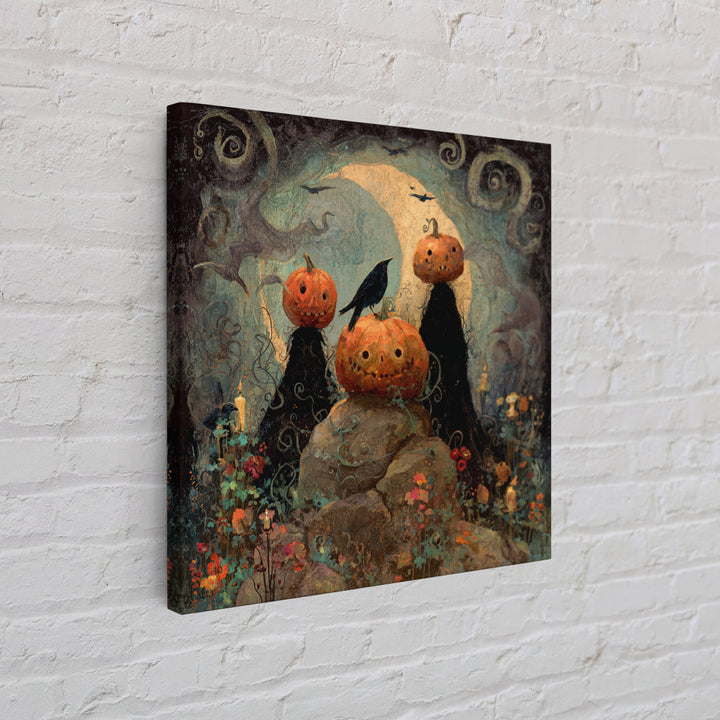The Alien Pumpkin Patch, Symbolist Dream Art, Square Wall Art, Gothic Horror Wall Art, Canvas Print, Halloween Wall Art