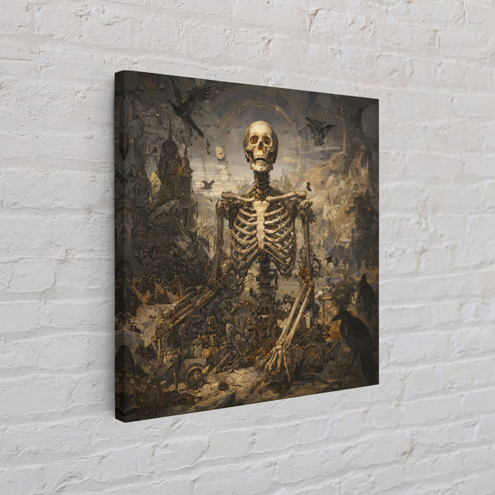 The Biomechanical Skeleton, Baroque Witchcraft Art, Square Wall Art, Dark Fantasy Wall Art, Framed Canvas Print, Halloween Wall Art