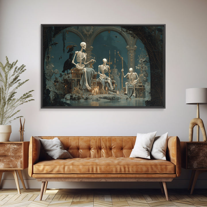 The Biomechanical Skeleton, Symbolist Gothic Landscape, Landscape Wall Art, Dark Fantasy Wall Art, Canvas Print, Halloween Wall Art
