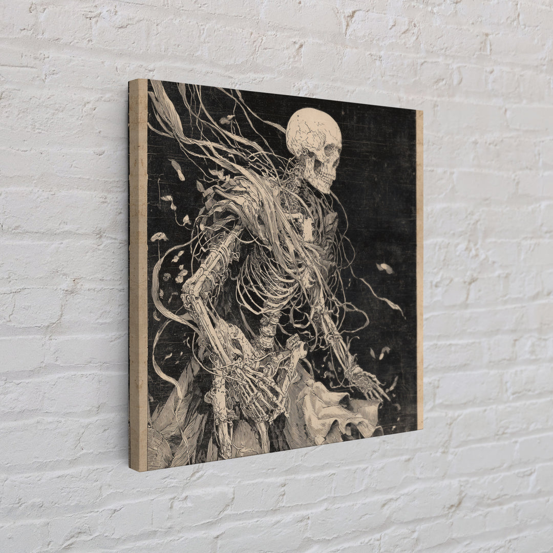 The Biomechanical Skeleton, Decadent Gothic Art, Square Wall Art, Macabre Wall Art, Canvas Print, Halloween Wall Art