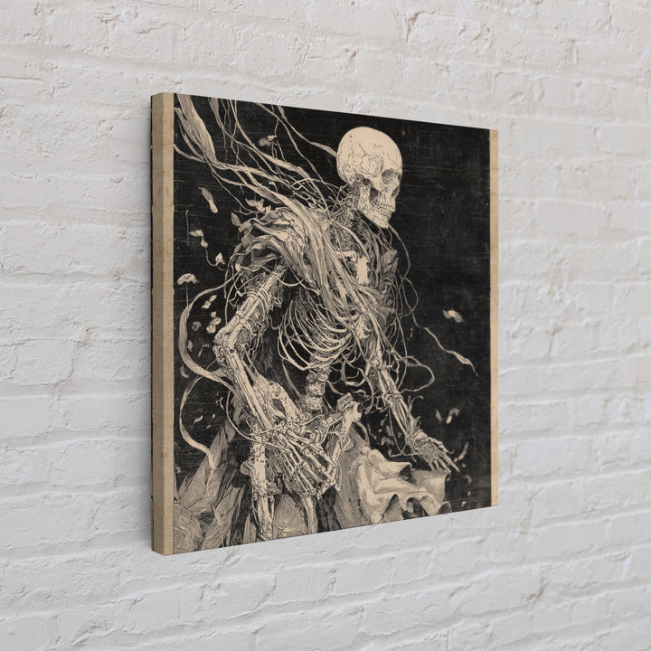 The Biomechanical Skeleton, Decadent Gothic Art, Square Wall Art, Macabre Wall Art, Canvas Print, Halloween Wall Art