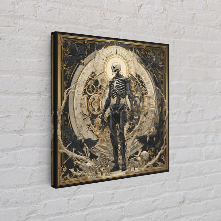 The Biomechanical Skeleton, Dark Symbolist Art, Square Wall Art, Dark Fantasy Wall Art, Canvas Print, Halloween Wall Art