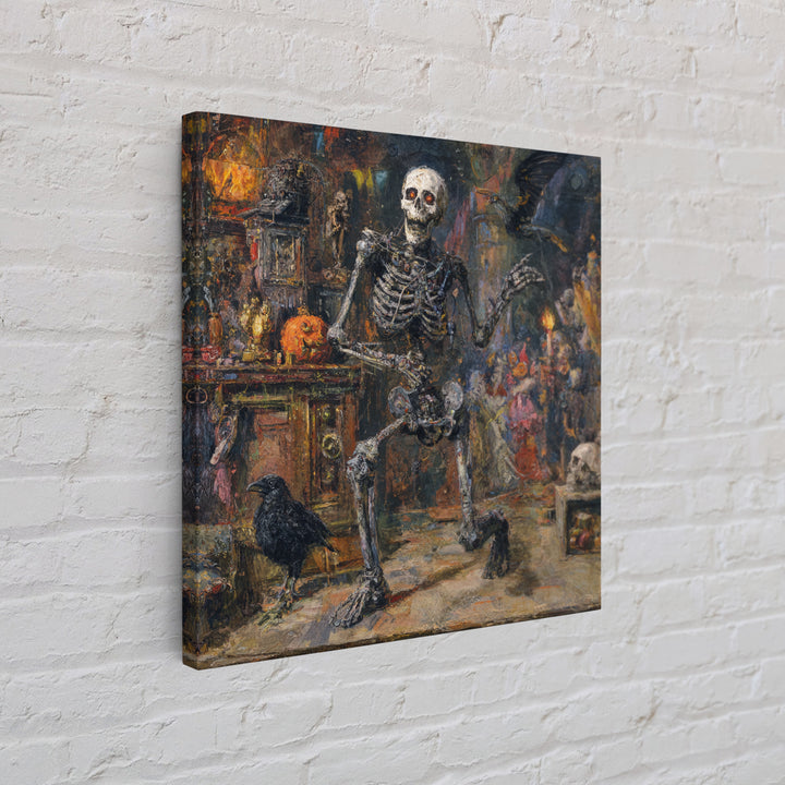 The Biomechanical Skeleton, Grotesque Carnival Art, Square Wall Art, Dark Halloween Decor, Canvas Print, Halloween Wall Art
