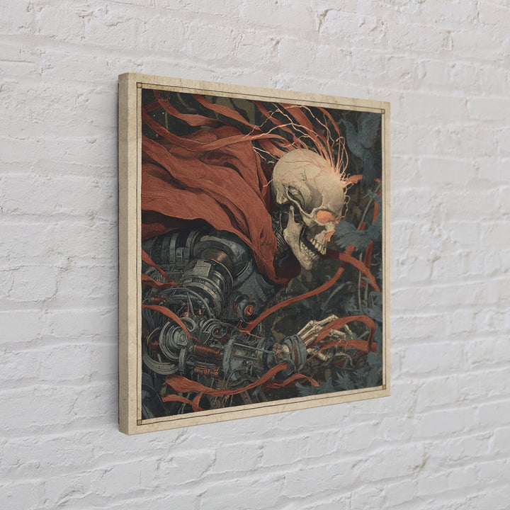 The Biomechanical Skeleton, Expressionist Gothic Art, Square Wall Art, Macabre Wall Art, Framed Canvas Print, Halloween Wall Art