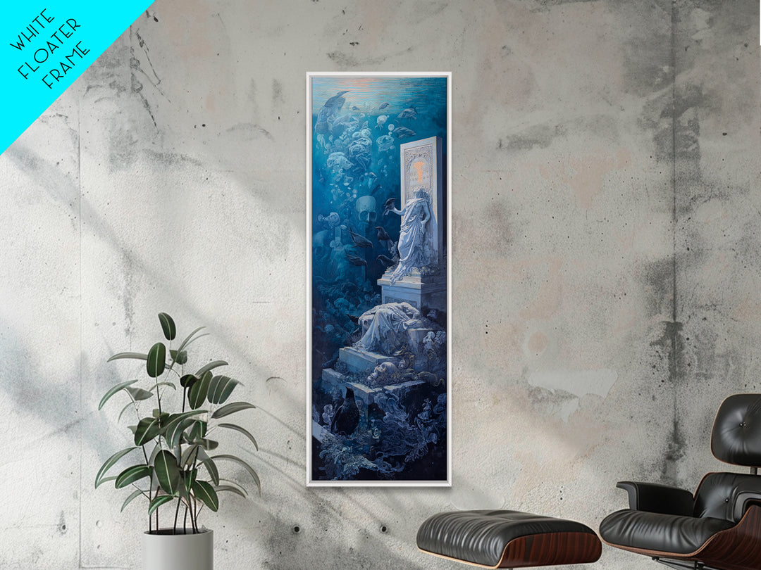 The Underwater Graveyard, Gothic Nightmare Art, Tall Narrow Wall Art, Gothic Horror Wall Art, Canvas Print, Halloween Wall Art