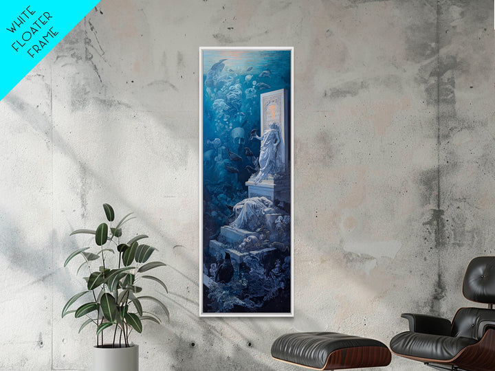 The Underwater Graveyard, Gothic Nightmare Art, Tall Narrow Wall Art, Gothic Horror Wall Art, Canvas Print, Halloween Wall Art