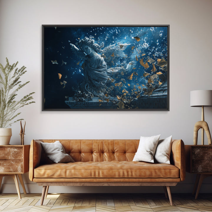The Underwater Graveyard, Visionary Gothic Art, Landscape Wall Art, Dark Halloween Decor, Canvas Print, Halloween Wall Art