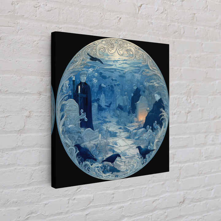 The Underwater Graveyard, Symbolist Death Art, Square Wall Art, Dark Fantasy Wall Art, Framed Canvas Print, Halloween Wall Art