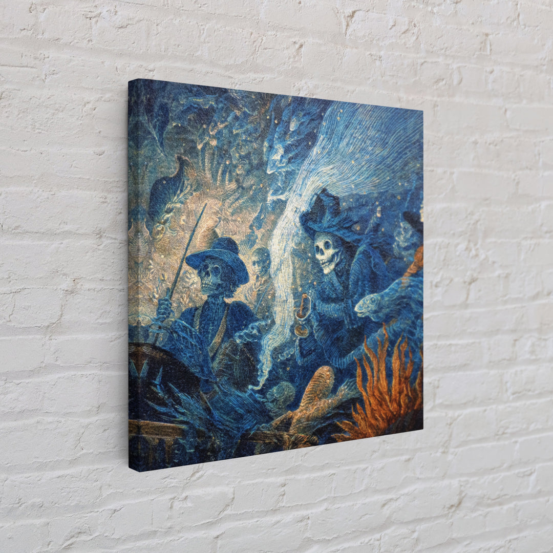 The Underwater Graveyard, Grotesque Carnival Art, Square Wall Art, Dark Halloween Decor, Framed Canvas Print, Halloween Wall Art
