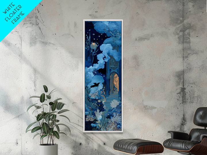 The Underwater Graveyard, Stained Glass Gothic Art, Tall Narrow Wall Art, Dark Halloween Decor, Canvas Print, Halloween Wall Art