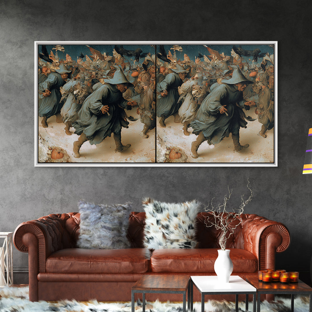 Desert Halloween, Northern Renaissance Horror, Wide Panoramic Art, Macabre Wall Art, Framed Canvas Print, Halloween Wall Art
