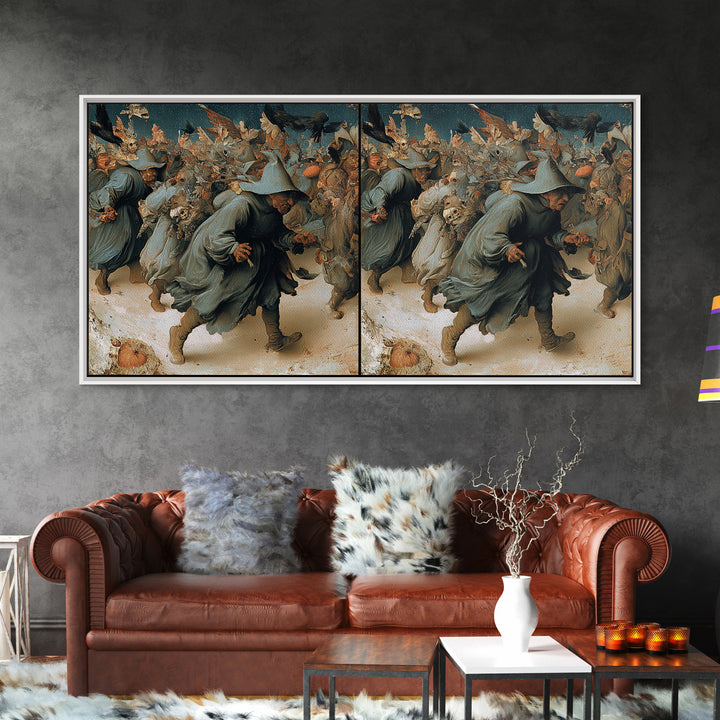 Desert Halloween, Northern Renaissance Horror, Wide Panoramic Art, Macabre Wall Art, Framed Canvas Print, Halloween Wall Art