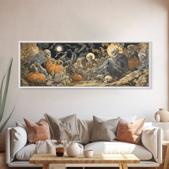 Desert Halloween, Dark Renaissance Art, Extra Wide Wall Art, Dark Fantasy Wall Art, Canvas Print, Halloween Wall Art