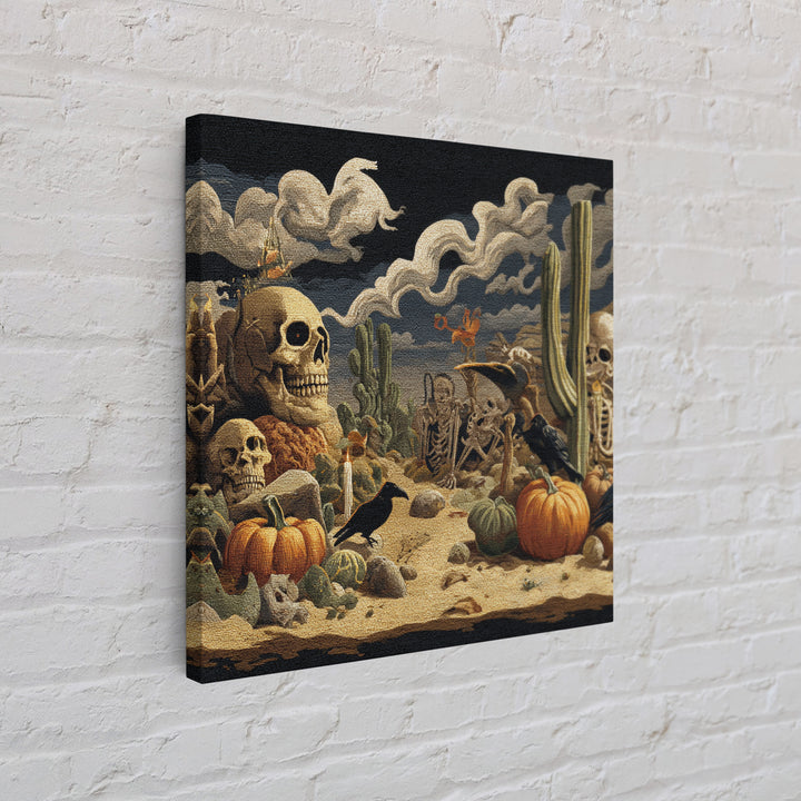 Desert Halloween, Danse Macabre Art, Square Wall Art, Dark Halloween Decor, Framed Canvas Print, Halloween Wall Art