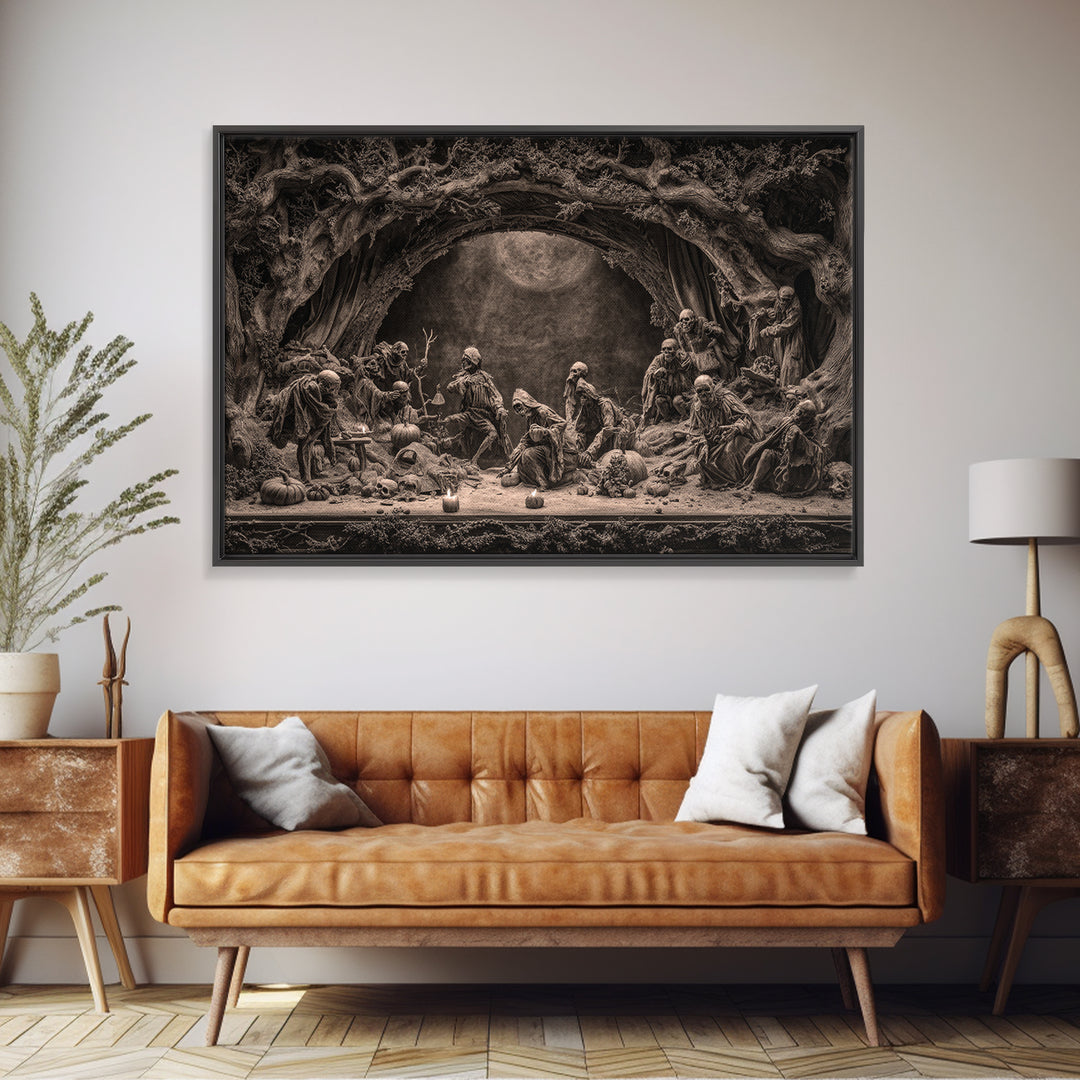 Desert Halloween, Baroque Witchcraft Art, Landscape Wall Art, Gothic Horror Wall Art, Canvas Print, Halloween Wall Art