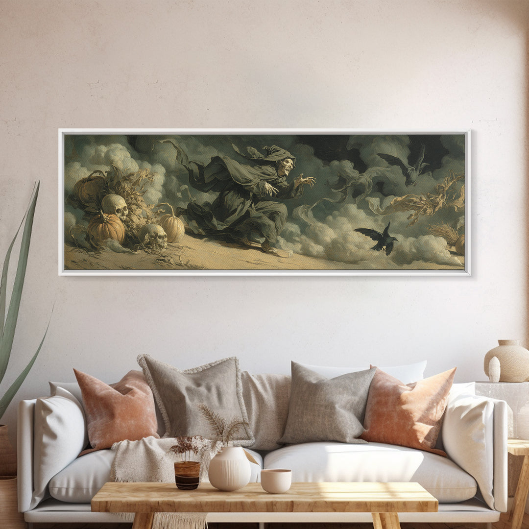 Desert Halloween, Gothic Nightmare Art, Extra Wide Wall Art, Dark Halloween Decor, Canvas Print, Halloween Wall Art, Dark Fantasy Art