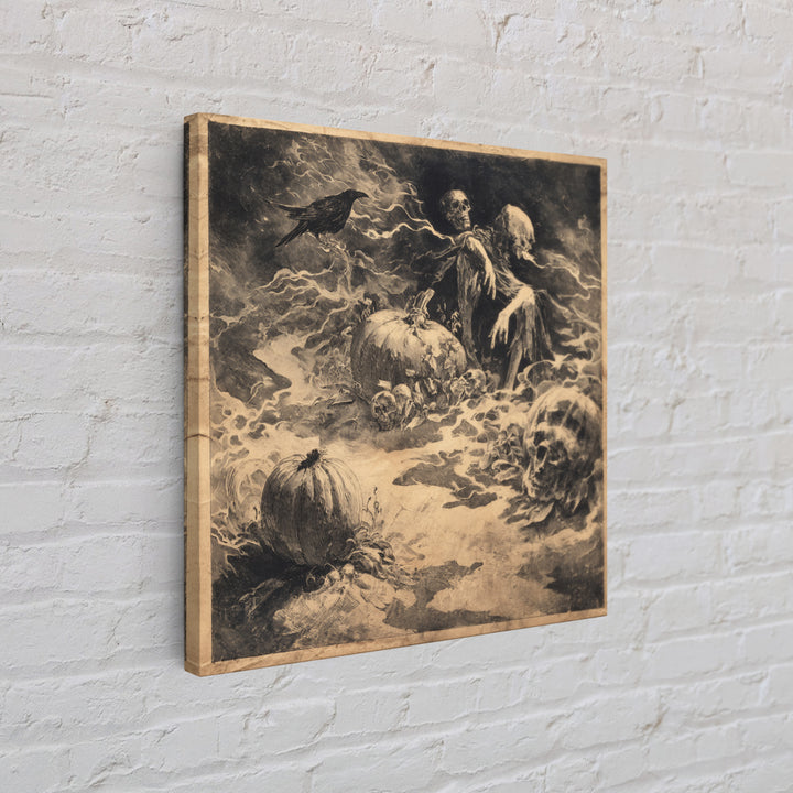 Desert Halloween, Symbolist Dream Art, Square Wall Art, Macabre Wall Art, Framed Canvas Print, Halloween Wall Art, Gothic Home Decor
