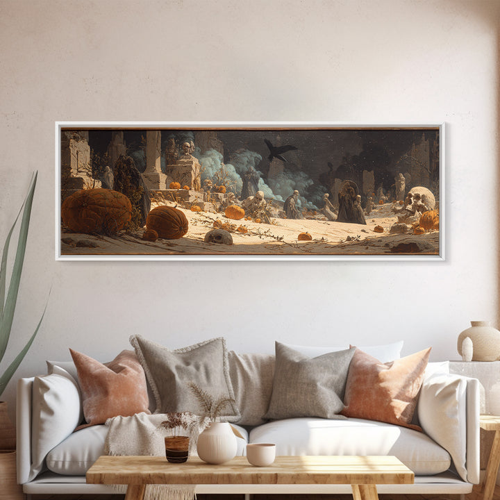 Desert Halloween, Ornate Symbolist Art, Extra Wide Wall Art, Gothic Horror Wall Art, Canvas Print, Halloween Wall Art