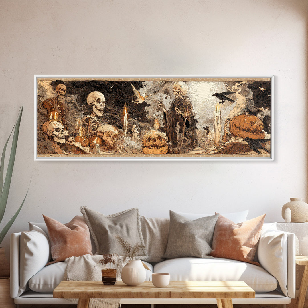 Desert Halloween, Decadent Gothic Art, Extra Wide Wall Art, Dark Halloween Decor, Canvas Print, Halloween Wall Art, Spooky Wall Decor
