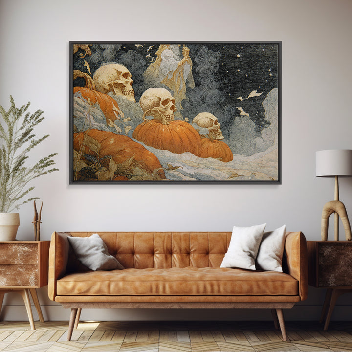 Desert Halloween, Symbolist Death Art, Landscape Wall Art, Macabre Wall Art, Framed Canvas Print, Halloween Wall Art