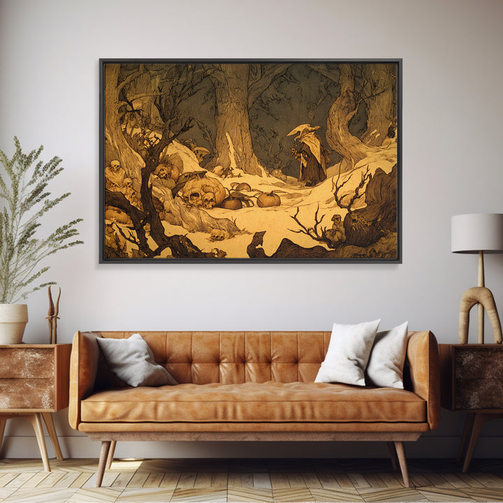 Desert Halloween, Gothic Storybook Art, Landscape Wall Art, Gothic Horror Wall Art, Canvas Print, Halloween Wall Art, Halloween Decor