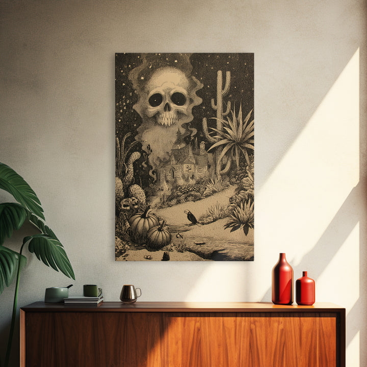 Desert Halloween, Victorian Macabre Art, Vertical Wall Art, Dark Fantasy Wall Art, Canvas Print, Halloween Wall Art, Halloween Decor